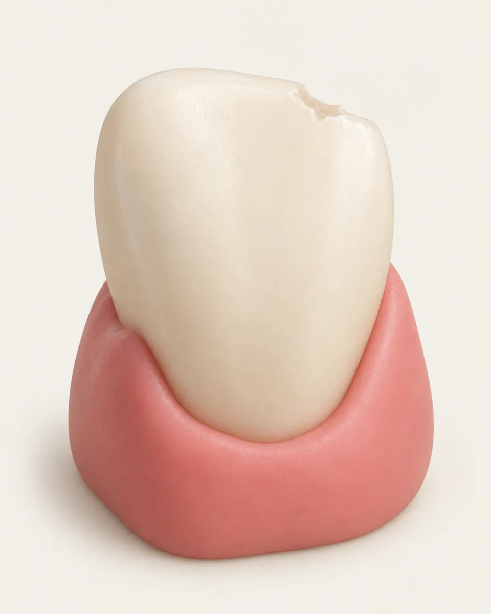 Illustration: front tooth with a small chip on the edge