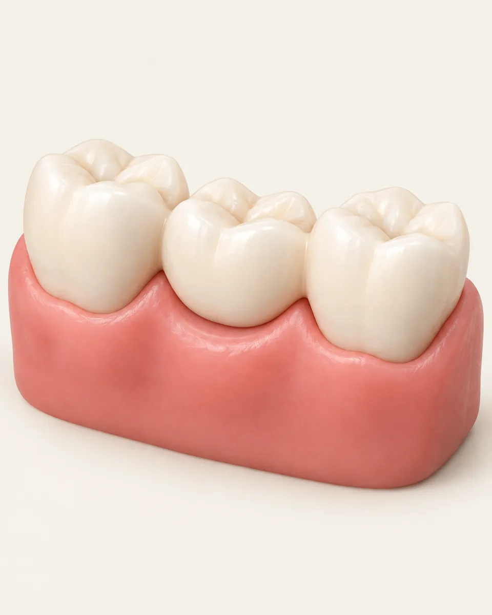 Illustration: bridge replacing one tooth, shown from the side