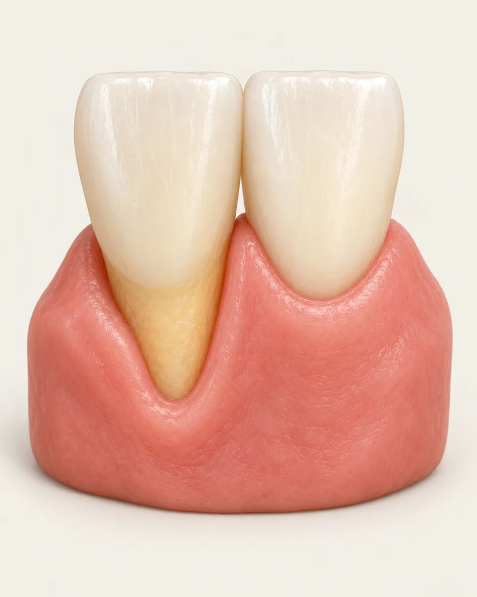 Illustration: two teeth with uneven gum levels